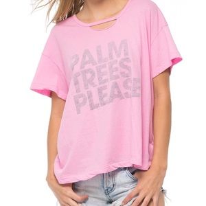 Wildfox Palm Trees Please Pink shirt L